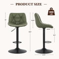 thumbnail image 4 of Hawsaiy Bar Stools Set of 2, Adjustable Swivel Counter Height Bar Stools with Back, Upholstered Modern Barstools with Diamond Stitching, Green, 4 of 11