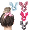 thumbnail image 1 of Coleteros para el cabello de colores sólidos, lindos lazos para el cabello con orejas de conejo, coleteros con lazo para mujeres y niñas (4 colores-E-Rosa rojo rosa gris azul), 1 of 3