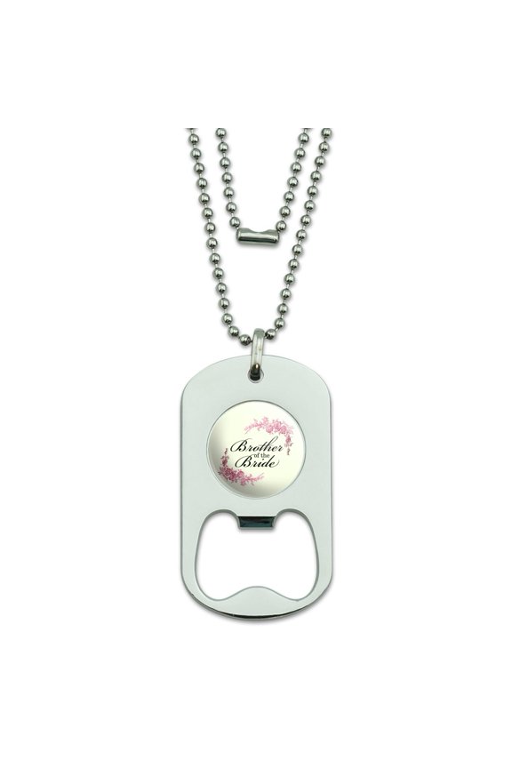 Wedding Floral Brother Of The Bride Military Dog Tag Bottle Opener Pendant