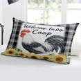 thumbnail image 5 of Vintage Rooster Throw Pillow Cover 20 x 36 Inch Decorative Pillow Cover Pastoral Sunflower Black White Plaid Lumbar Pillowcase Seasonal Rectangle Cushion Case for Couch Sofa Bed Living Room, 5 of 7