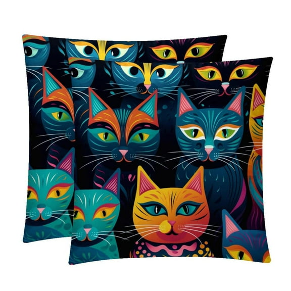 Cat Velvet Bed Pillow Set with Unique Patterns in Sizes 16x16, 18x18, and 20x20 Inches - Includes 2 Chair Pillow Covers,Bed Pillow for Any Occasion
