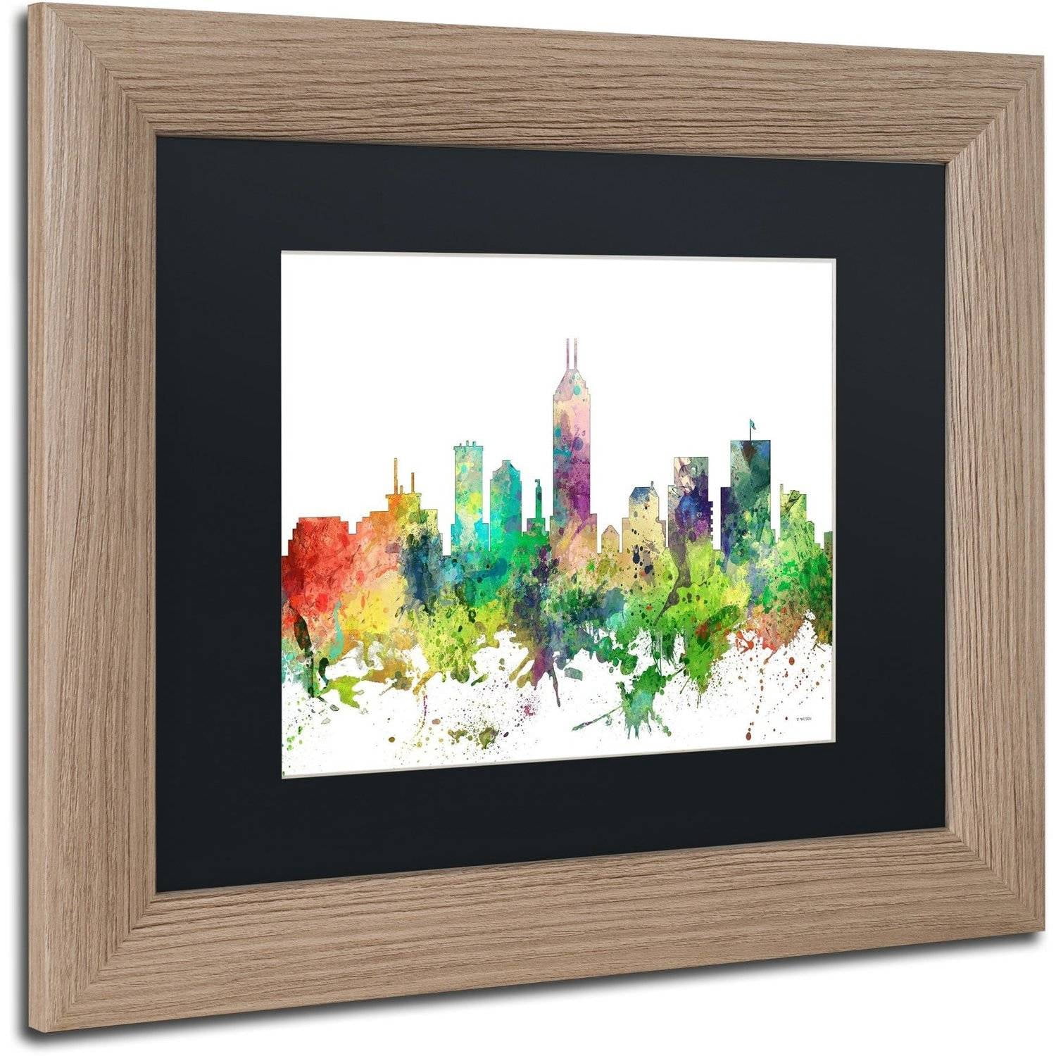 Trademark Fine Art "Indianapolis Indiana Skyline SP" Canvas Art by Marlene Watson, Black Matte, Birch Frame