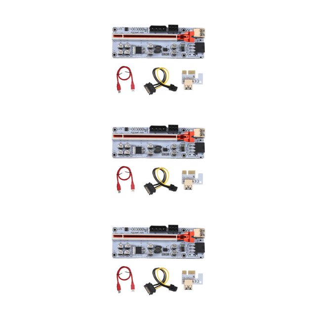 Transemion PCI-E 1x to 16x Adapter USB 3.0 Fast Speed 6pin Power Port PCI- Extender Desktop PC Supplies Miner Equipment Red 3Set