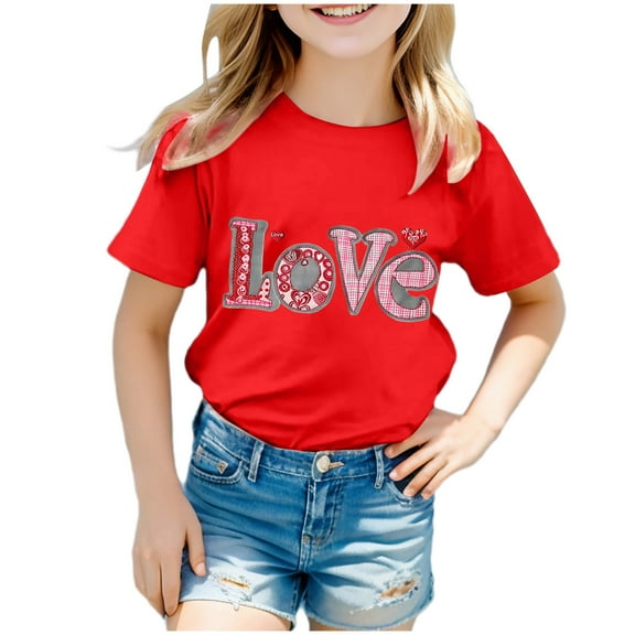 Godom Short Sleeve Shirt for Girls Kids Crewneck T-Shirts Girls' Summer T Shirts