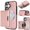 Rosegold, variant on ELEHOLD Wallet Case for iPhone 16, Shockproof Magnetic Leather Case with Card Holders & Stand,Black