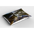thumbnail image 2 of Ambesonne America Pillow Sham 2 Pack, Mountain Lake Park West, 36"x20", Green Brown Blue, 2 of 3