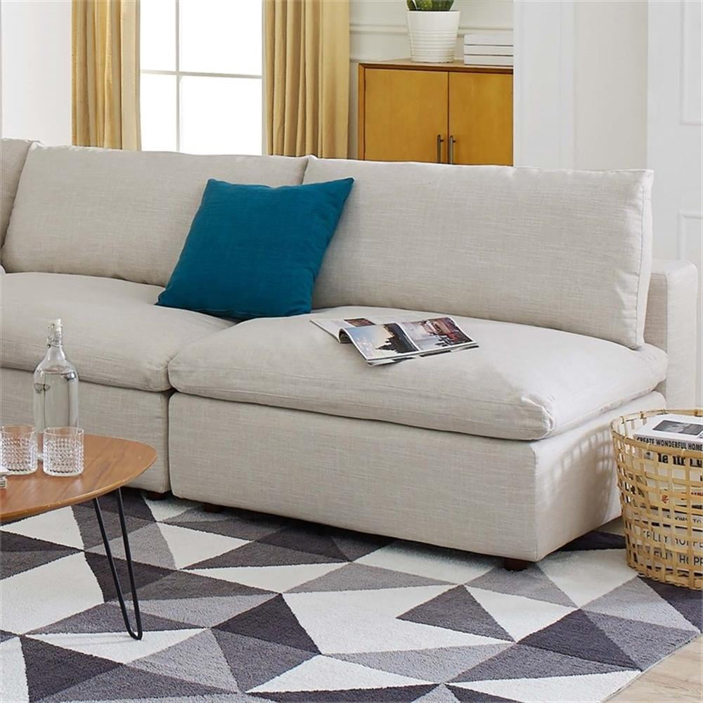 Pemberley Row Polyester Linen-Like Texture Gray Loveseat Rectangular Down Feather Cushions 78" Unassembled