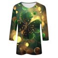 thumbnail image 5 of Levmjia Womens Tops Casual 3/4 Sleeve Round Neck St. Patrick's Day T Shirt Pullover Casual Loose Fit Soft Basic Tee Everyday Comfortable Vacation, 5 of 5