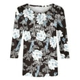 thumbnail image 5 of BangWanChi Work Blouse Plus Women Fashion Printed T-shirt 3/4 Sleeves Blouse Round Neck Casual Tops, 5 of 5
