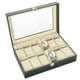 thumbnail image 3 of Caja organizadora de almacenamiento para relojes y joyas, de piel sintética con 12 compartimentos., 3 of 14
