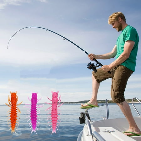 Sportteer Soft Fishing Lure Water Centipedes Lure Silicone Water Centipedes Lure Reflective Realistic Artificial Soft Shrimp Bait Outdoor Freshwater Fishing