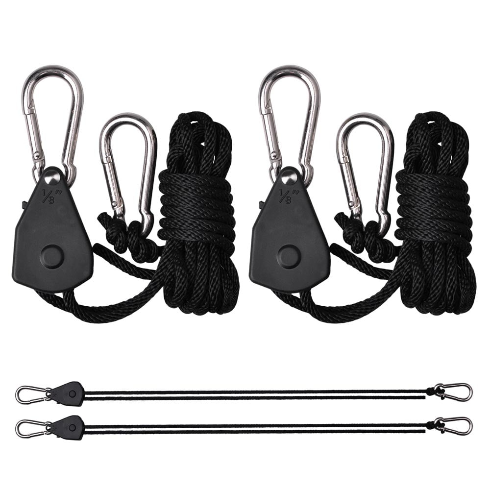 Grow Light Hanger Adjustable,Rope Clip Hanger 37-Pair1/8"6ft 150lb Rope Ratchets 