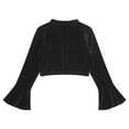 thumbnail image 4 of YONGHS Kids Girls Velvet Cardigan Bolero Open Front Long Sleeve Shrug Shawl Cover Up for Dress Black 10, 4 of 5