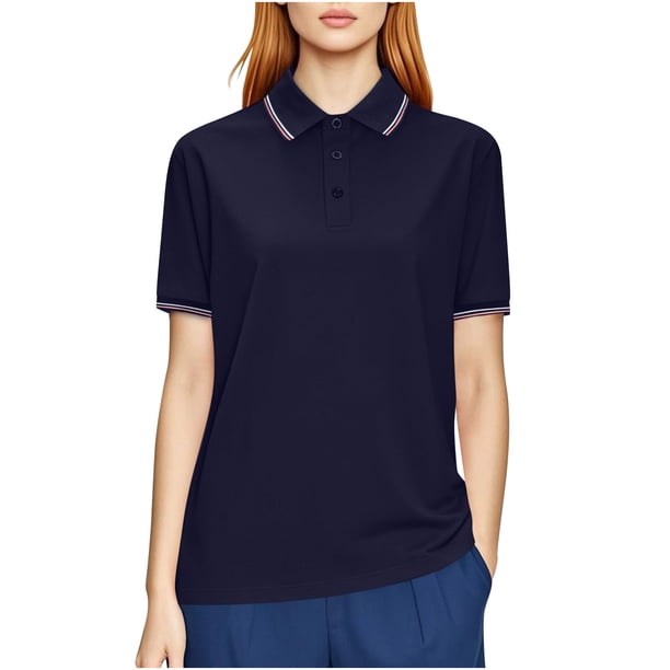 Negro Camisa de Manga Corta Mujeres Sólido Deportes Solapa Camisa Seca, Unisex Manga Corta Ropa de Trabajo Superior para Ocasional