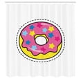 thumbnail image 2 of Ambesonne Donut Shower Curtain, Dessert Drawing Inside Dashes, 69"Wx84"L, Pink Yellow and Sea Blue, 2 of 4