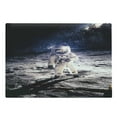 thumbnail image 1 of Space Cutting Board, Spaceman on Moon Surface Orbit Science Exploring Expanding Horizons Picture, Decorative Tempered Glass Cutting and Serving Board, Large Size, Dark Blue and White, by Ambesonne, 1 of 1
