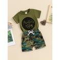 thumbnail image 6 of Toddler Boys Summer Shorts Sets Short Sleeve Letter Print Tops and Drawstring Camouflage Shorts Sets, 6 of 10