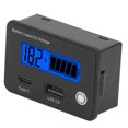thumbnail image 1 of Monitor De Batería, Amplia Aplicación Puerto USB Tipo C Retroiluminación Azul DC 8 A 30 V Indicador De Capacidad De Batería Pantalla LCD Memoria De Apagado Para Carrito De Golf, 1 of 7