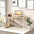 thumbnail image 3 of Costway Reversible L Shaped Computer Desk Corner Workstation with 3-Tier Open Shelf Natural, 3 of 10