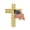 Gold Cross Flag, variant on Patriotic Cross, adorned with a fluttering American flag – enamel lapel pin – secure snap back design, can be pinned to hats, scarves, and backpacks.
