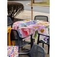 thumbnail image 5 of Outdoor Tablecloth with Umbrella Hole for Patio/Picnic/Party/Camping, Purple Pink Floral Waterproof Table Cloth Square Cover Washable, Spring Watercolor Country Flower (54"x 54"), 5 of 8