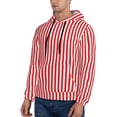 thumbnail image 3 of Haiem Red And White Stripes Patterned Men's Hoodie with Kangaroo Pocket - Ideal Pullover Sweatshirt for Daily Wear, Travel, and Home-Medium, 3 of 7