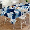 thumbnail image 4 of Navy Blue Geometric Moroccan Rectangle Tablecloth, Abstract Art Blue Ombre Modern Waterproof & StainResistant Tablecloth, Washable Oil-proof Table Cover for Dining/Party/Wedding/Buffet 54x108 In, 4 of 9