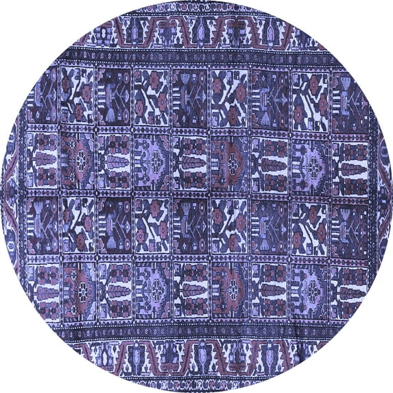 Ahgly Company Machine Washable Indoor Round Persian Blue Traditional Area Rugs, 3' Round