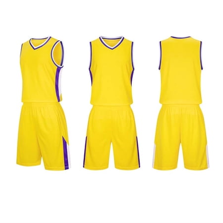 RKSTN Soccer Jersey Boys Girls Crew Sleeveless Football Training Uniform Two Piece Athletic Jersey Sportswear Kit(Yellow S)