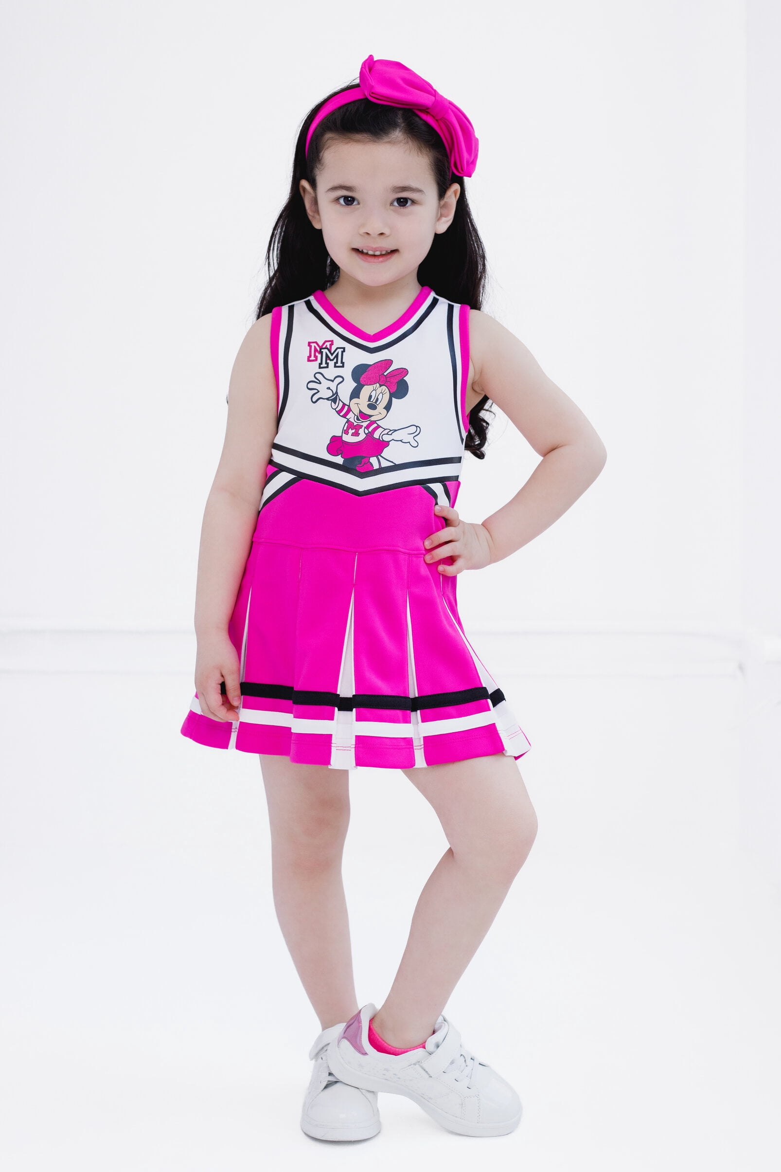 Disney Minnie Mouse Cheerleader Dress and Bow Outfit Set Toddler to Big Kid