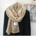 thumbnail image 3 of Versatile Fluffy Soft Solid Color Cotton Linen Scarf for Women Winter Patchwork Wrinkled Edge Large Shawl, 3 of 9