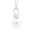 thumbnail image 2 of ANGARA Freshwater Cultured Pearl V-Bale Pendant in Platinum for Women | June Birthstone, Birthday, Anniversary, Jewelry Gift for Women | Pearl Necklace, 2 of 8