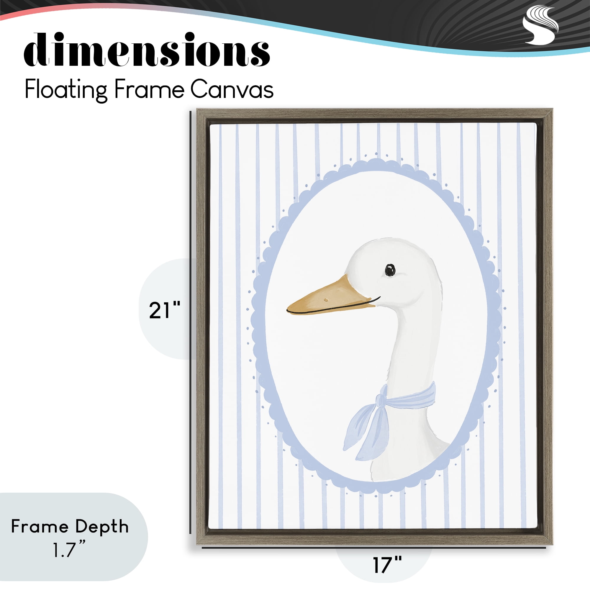 Stupell Industries Dainty Bordered Duck Brown Framed Floater Canvas Wall Art, design by Cherrywood Lane