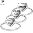 thumbnail image 2 of Mom Mother Love Heart Flat Top Stainless Steel Class Cute Dainty Ring w/ FREE Engraving, 2 of 7
