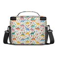 thumbnail image 3 of Dinosaur and Flower White Pattern Insulated Lunch Box for Women Men, Medium Leakproof Cooler Bag with Adjustable Strap, 10"x6.7"x8", 3 of 6