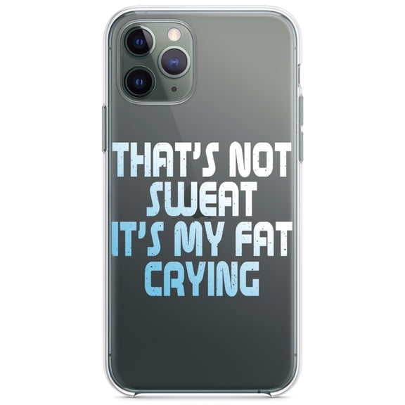 DistinctInk Clear Shockproof Hybrid Case for iPhone 11 (6.1" Screen) - TPU Bumper Acrylic Back Tempered Glass Screen Protector - That's Not Sweat It's My Fat Crying