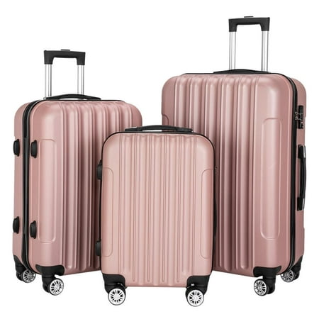 Zimtown - Zimtown 3 Piece Nested Spinner Suitcase Luggage Set With TSA ...