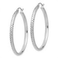 thumbnail image 2 of Primal Gold 14 Karat White Gold Diamond-cut 2.8x37mm Lightweight Hoop Earrings, 2 of 4