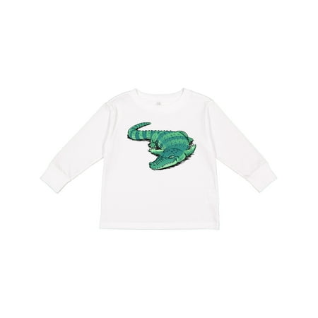 

Inktastic Cute Sleepy Alligator Green Alligator Design Gift Toddler Boy or Toddler Girl Long Sleeve T-Shirt