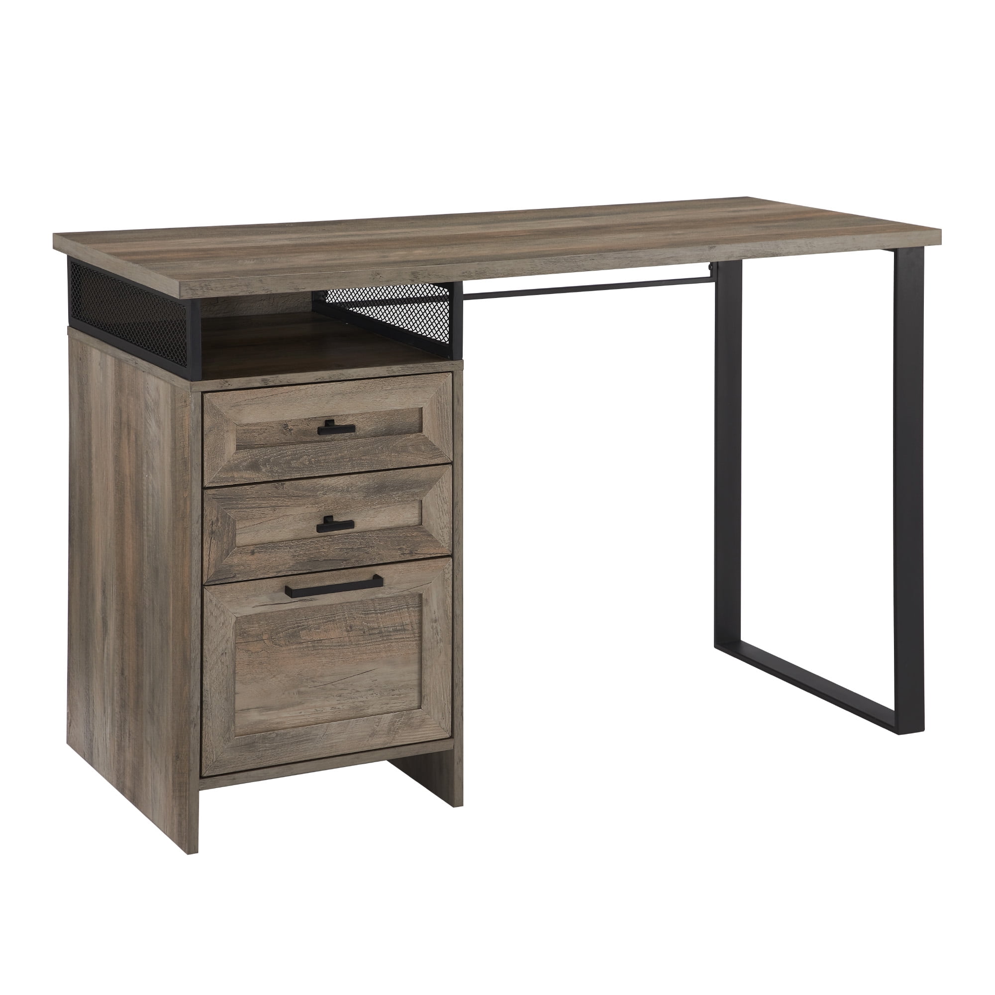 Manor Park Urban Industrial Storage Writing Desk, Grey Wash