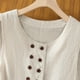 thumbnail image 4 of Vestidos Casuales Para Mujer, Blusas De Mujer De Moda Camisola sin mangas de lino y imitación de color liso para mujer con cuello redondo y botones, 4 of 4