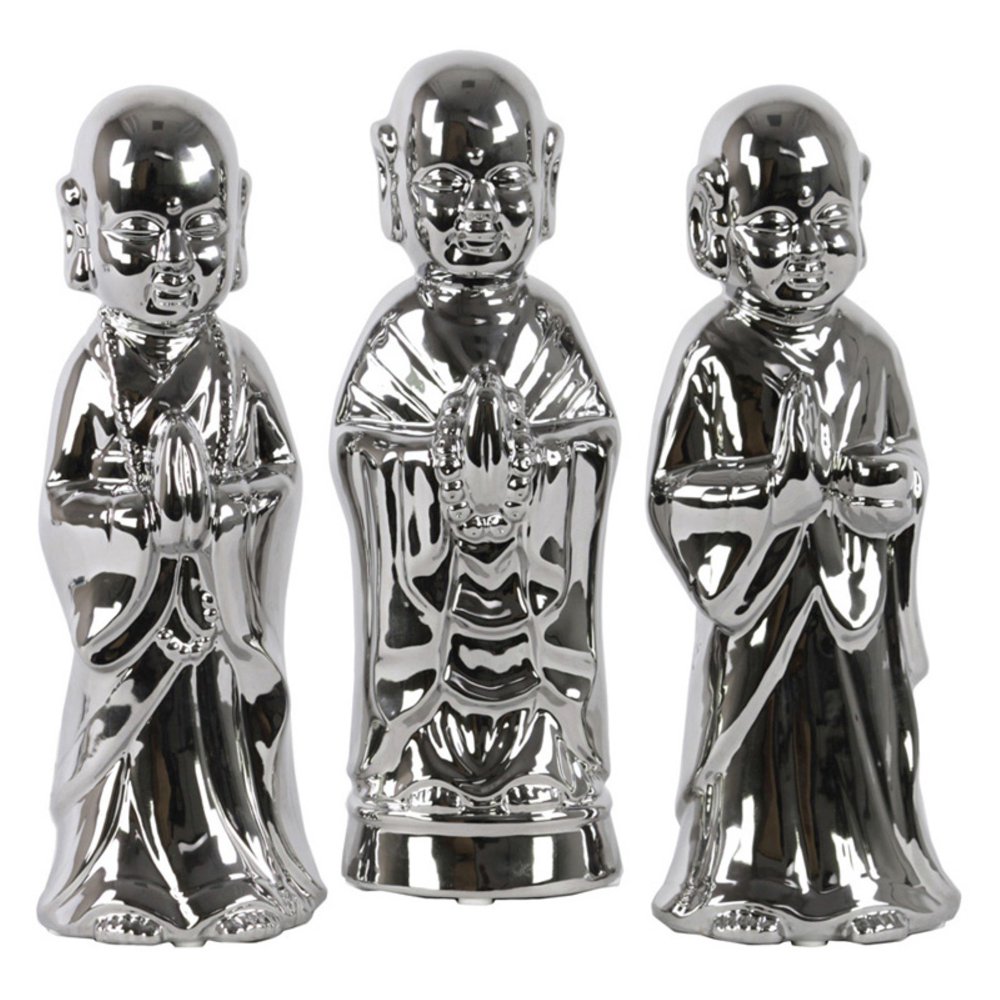 Urban Trends Ceramic Standing Buddhist Monk Figurine Set of 3
