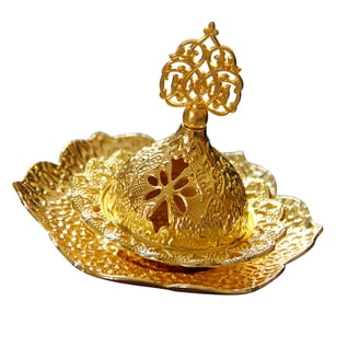 Gold Incense Burner Holder – For Frankincense, Charcoal & Bakhoor, Aromatherapy & Decor