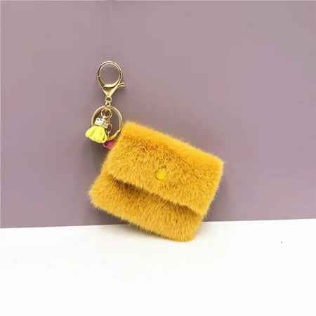

SHZHPQFJY Mini Coin Key Chain Fur Purse with Candy Color Pendant Data Cable Storage Bag Cute and PracticalAccessory for Your Everyday Needs.