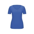thumbnail image 6 of Gbsyewxs Womens Tops V Neck Short Sleeve Solid Color Slim Casual Summer T Shirts For Women Blue, 6 of 7