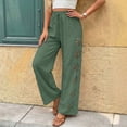 thumbnail image 2 of CAIXIA Capris Pants for Women Cut Out Summer Casual Loose Flowy High Waisted Smocked Palazzo 2026 Lounge Beach Cropped Trousers, 2 of 7