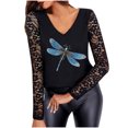 thumbnail image 1 of Camisetas divertidas para mujer, camisetas con hombros descubiertos, camisetas de manga larga, camisas holgadas, blusas de encaje, camisetas de malla Pompotops gfhjh22648, 1 of 6
