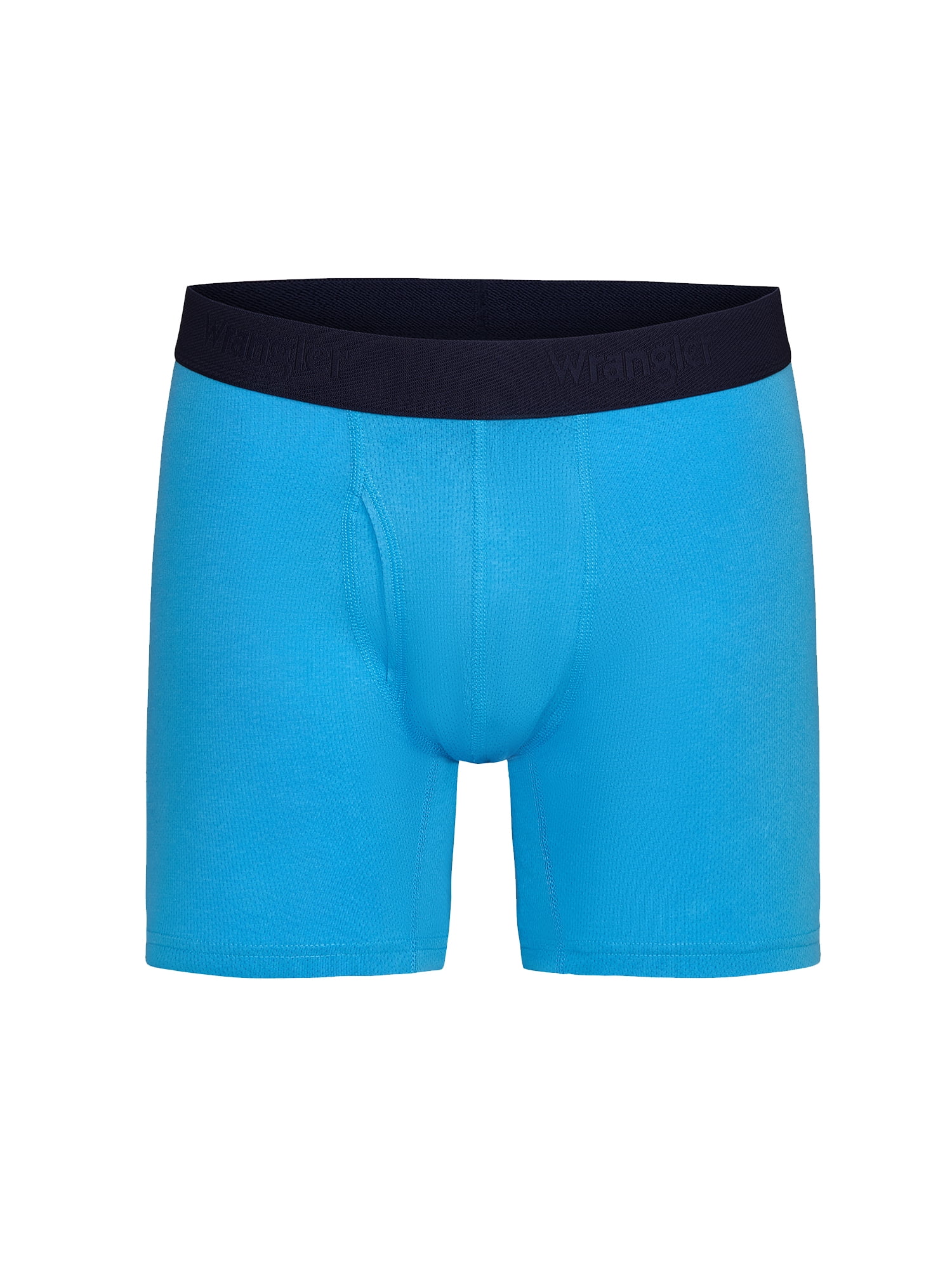 Wrangler 6" Active Cotton Stretch Mesh Boxer Briefs for Men, XL, Navy/Azure Blue/Charcoal, 6-pack
