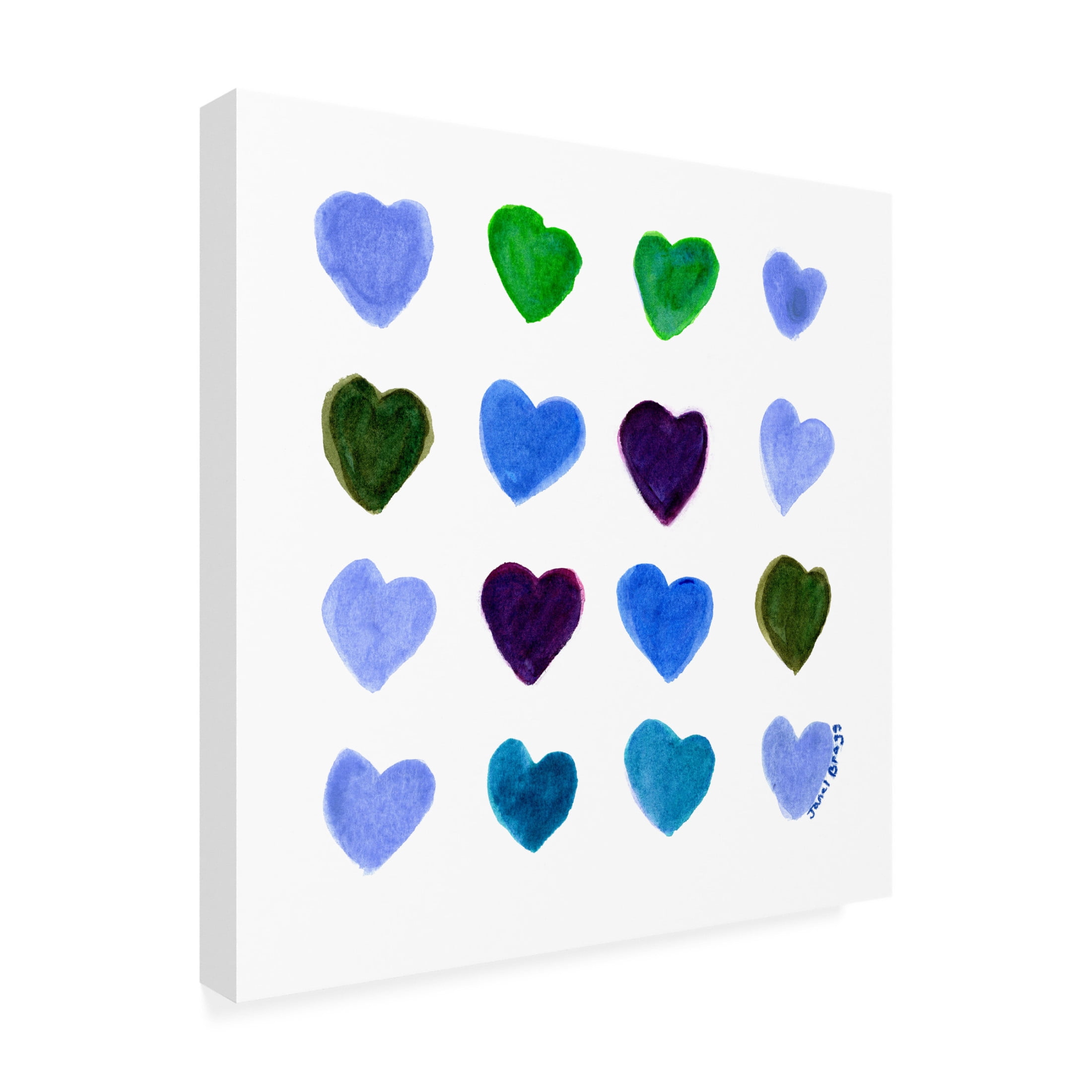 Canvas Wall Art - Janel Bragg 'Square of Hearts 4' Wall Art for Living Room, Bedroom, or Office Décor by Trademark Fine Art - 14 x 14 Inches