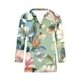 thumbnail image 4 of ibuvkizy Women's 2025 Fashion Button Shirts Summer Loose 3/4 Sleeve Tops Cute Print V-Neck Casual Blouses Button Up Shirts for Women,Sizes S-4XL, 4 of 5